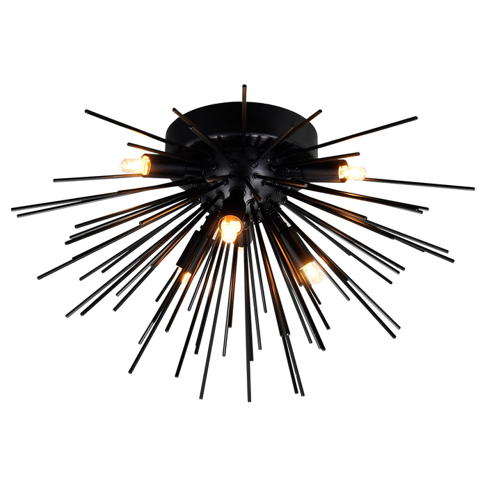 Savannah Flush Mounts 6 Light Black Finish