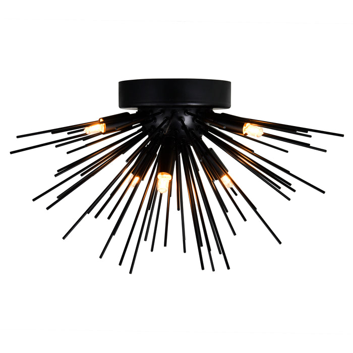 Savannah Flush Mounts 6 Light Black Finish
