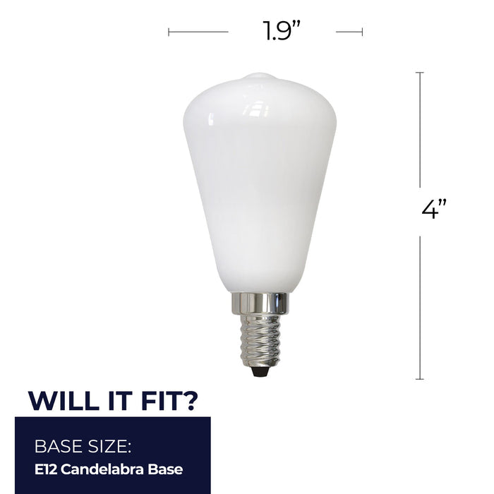 ST15 4W Dimmable Milky Filament LED Light Bulb with E12 Base, 3000K, 400 Lumens, 4-Pack