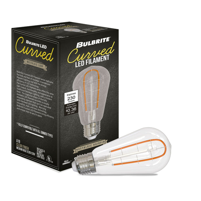 ST18 3W Dimmable Clear Filament LED Light Bulb with E26 Base, 2100K, 230 Lumens, 4-Pack