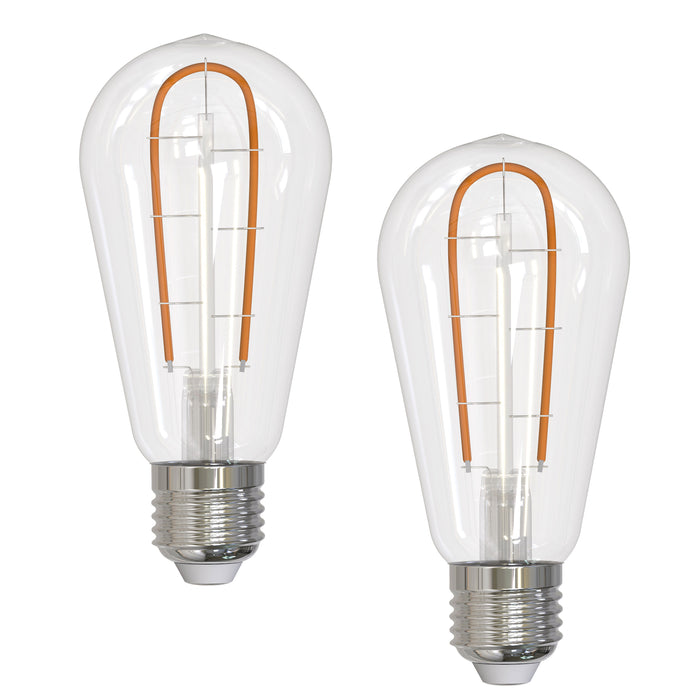 ST18 3W Dimmable Filament LED Light Bulb with E26 Base, 2100K, 230 Lumens, 2-Pack