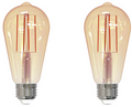 ST18 5W Dimmable Antique Filament LED Light Bulb with E26 Base, 2200K, 450 Lumens, 2-Pack