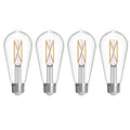 ST18 7.6W Dimmable Clear Filament LED Light Bulb with E26 Base, 2700K, 800 Lumens, 4-Pack