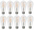 ST18 7.6W Dimmable Clear Filament LED Light Bulb with E26 Base, 3000K, 800 Lumens, 10-Pack
