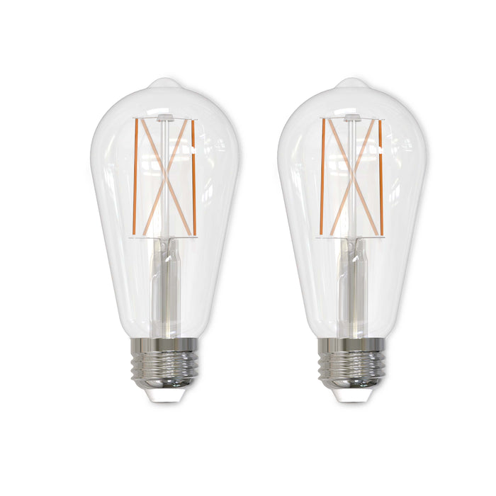 ST18 8.5W Dimmable Clear Filament LED Light Bulb with E26 Base, 2700K, 850 Lumens, 2-Pack