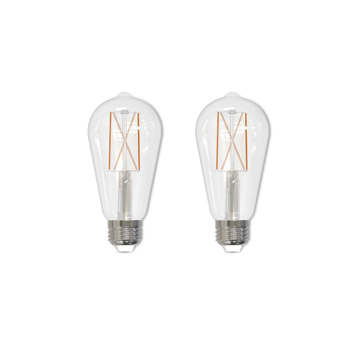 ST18 8.5W Dimmable Clear Filament LED Light Bulb with E26 Base, 3000K, 850 Lumens, 2-Pack