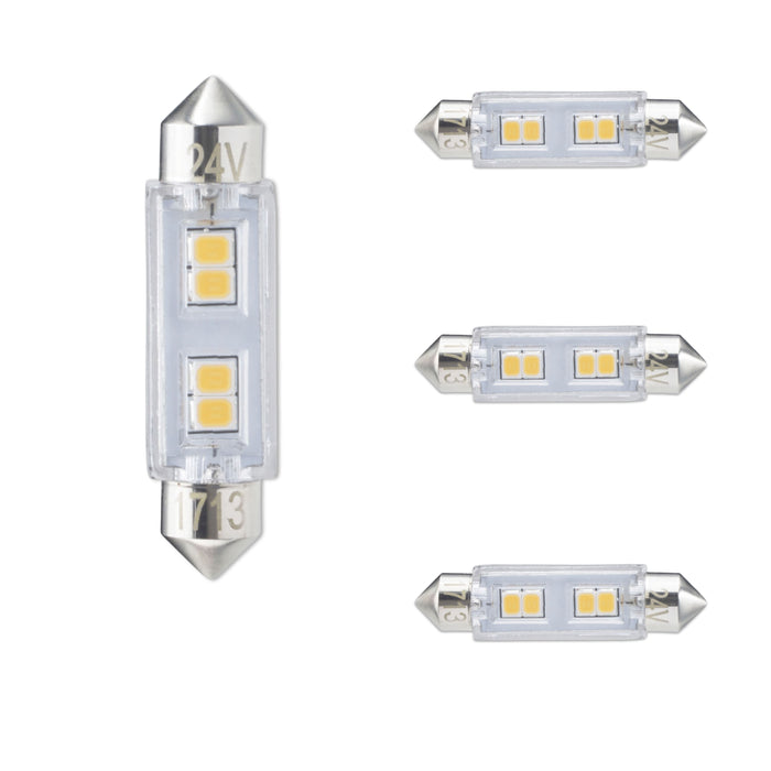 T3 0.8W Non-Dimmable Clear Filament LED Light Bulb with FESTOON Base, 3000K, 55 Lumens, 24V, 4-Pack