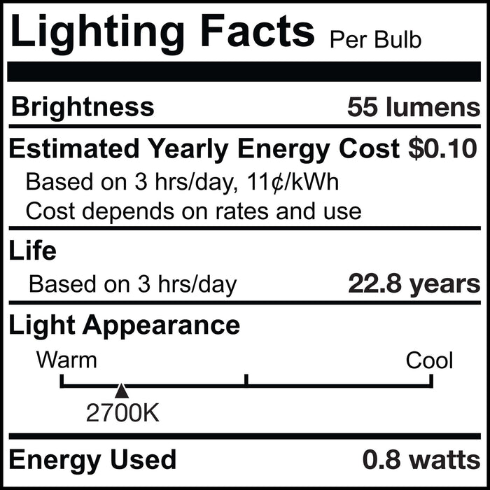 T3 0.8W Non-Dimmable Clear LED Light Bulb with FESTOON Base, 2700K, 55 Lumens, 12V, 3-Pack