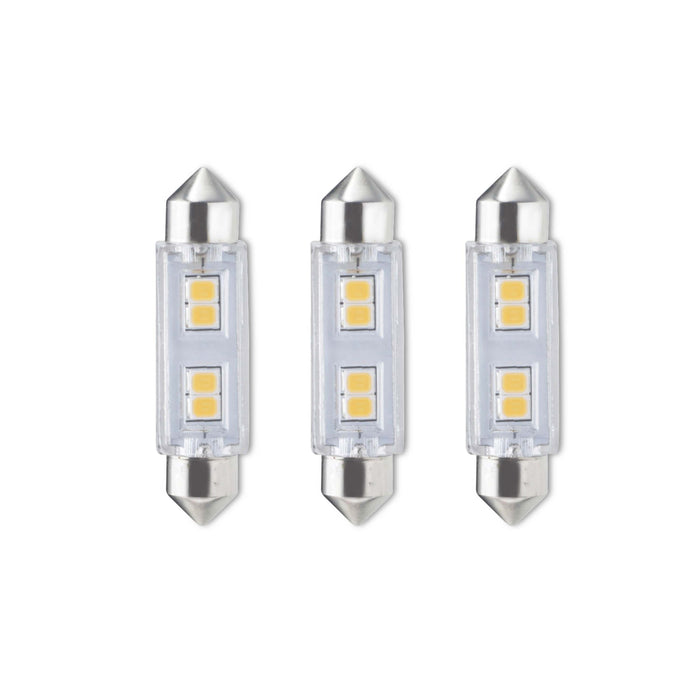 T3 0.8W Non-Dimmable Clear LED Light Bulb with FESTOON Base, 2700K, 55 Lumens, 24V, 3-Pack