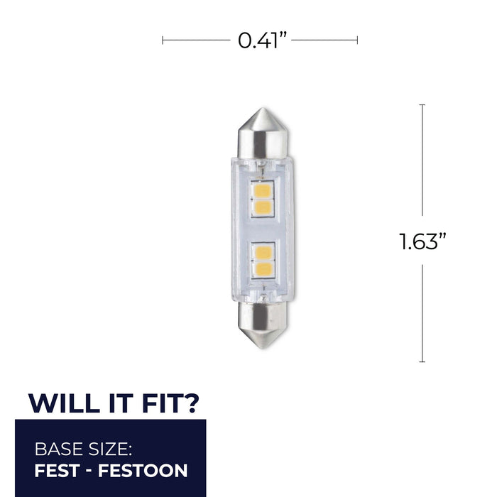 T3 0.8W Non-Dimmable Clear LED Light Bulb with FESTOON Base, 2700K, 55 Lumens, 24V, 3-Pack