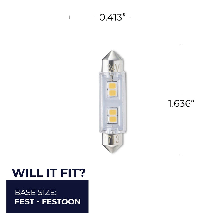 T3 0.8W Non-Dimmable Clear LED Light Bulb with FESTOON Base, 3000K, 55 Lumens, 24V, 3-Pack