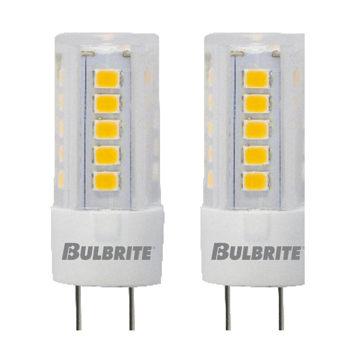 T4 4.5W Non-Dimmable Clear LED Light Bulb with G4 Base, 3000K, 400 Lumens, 12V, 2-Pack