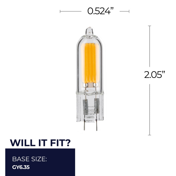 T5 1.8W Dimmable Clear Filament LED Light Bulb with GY6.35 Base, 3000K, 140 Lumens, 12V, 4-Pack