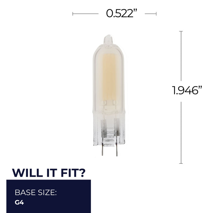 T5 1.8W Dimmable Frost Filament LED Light Bulb with G4 Base, 2700K, 140 Lumens, 12V, 4-Pack