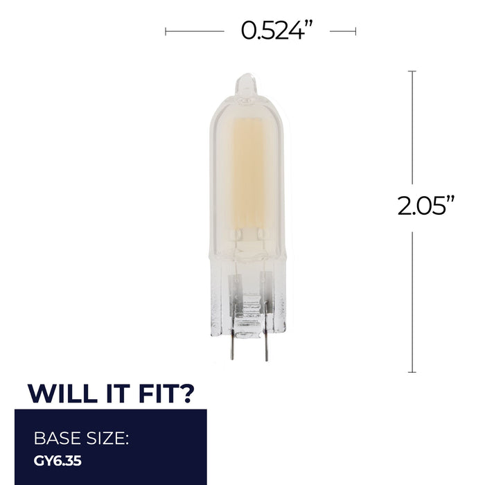 T5 1.8W Dimmable Frost Filament LED Light Bulb with GY6.35 Base, 3000K, 140 Lumens, 12V, 4-Pack