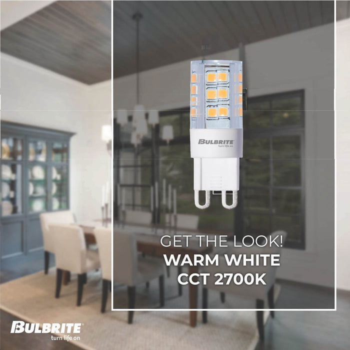 T5 3.5W Non-Dimmable Clear LED Light Bulb with G9 Base, 2700K, 330 Lumens, 3-Pack