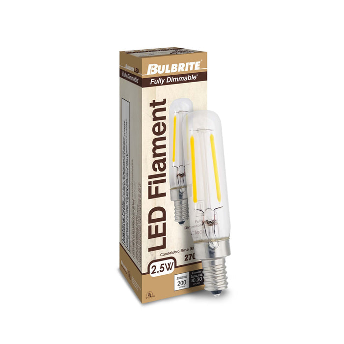 T6 2.5W Dimmable Clear Filament LED Light Bulb with E12 Base, 2700K, 250 Lumens, 4-Pack