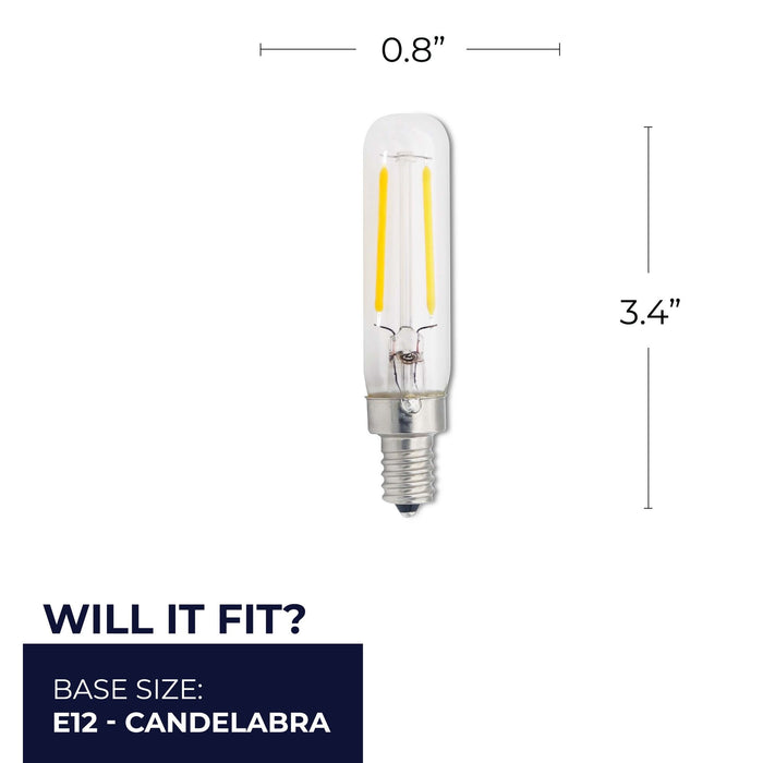 T6 2.5W Dimmable Clear Filament LED Light Bulb with E12 Base, 2700K, 250 Lumens, 4-Pack