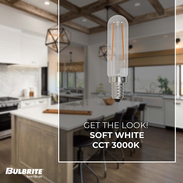 T6 2.5W Dimmable Clear Filament LED Light Bulb with E12 Base, 3000K, 250 Lumens, 3-Pack