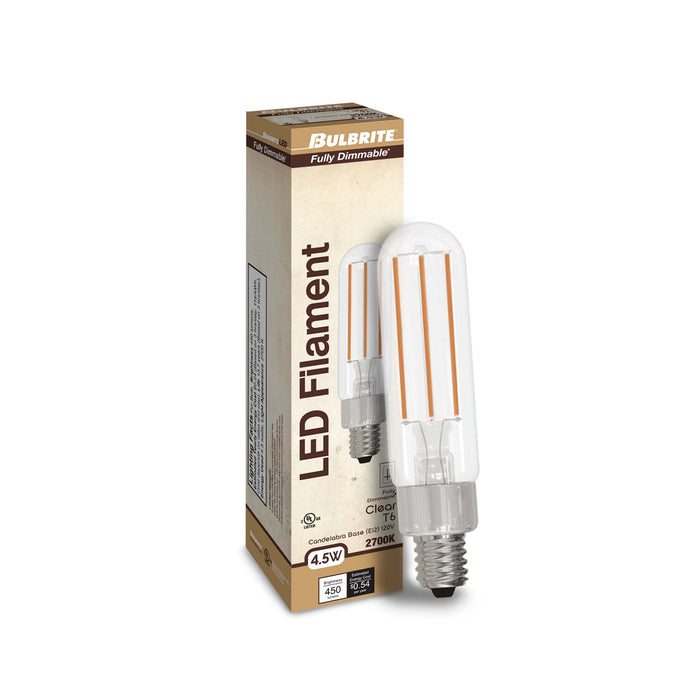 T6 4.5W Dimmable Clear Filament LED Light Bulb with E12 Base, 2700K, 450 Lumens, 4-Pack
