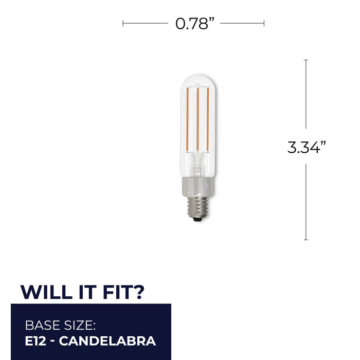 T6 4.5W Dimmable Clear Filament LED Light Bulb with E12 Base, 2700K, 450 Lumens, 4-Pack