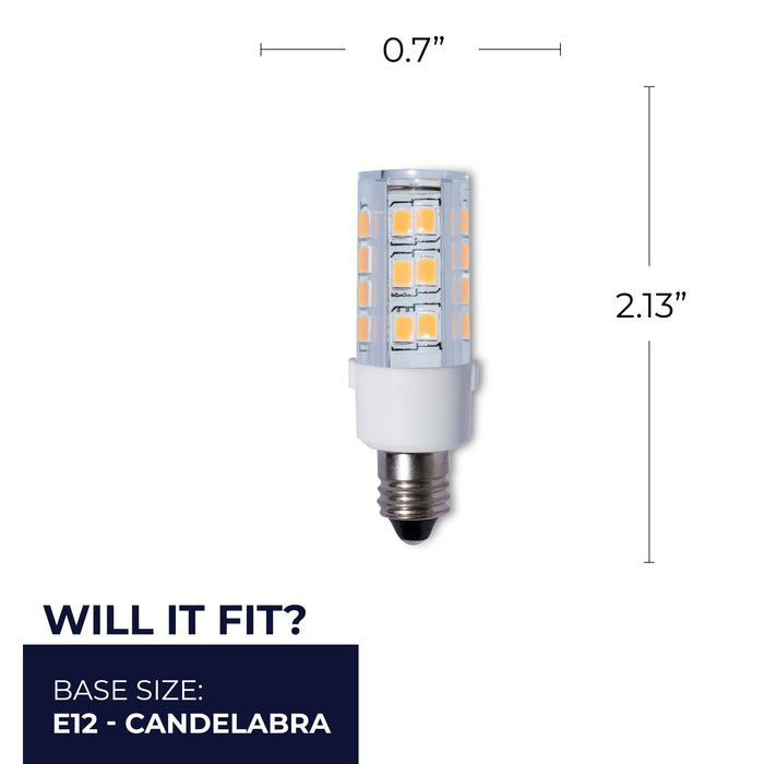 T6 4.5W Dimmable Clear LED Light Bulb with E12 Base, 2700K, 400 Lumens, 2-Pack