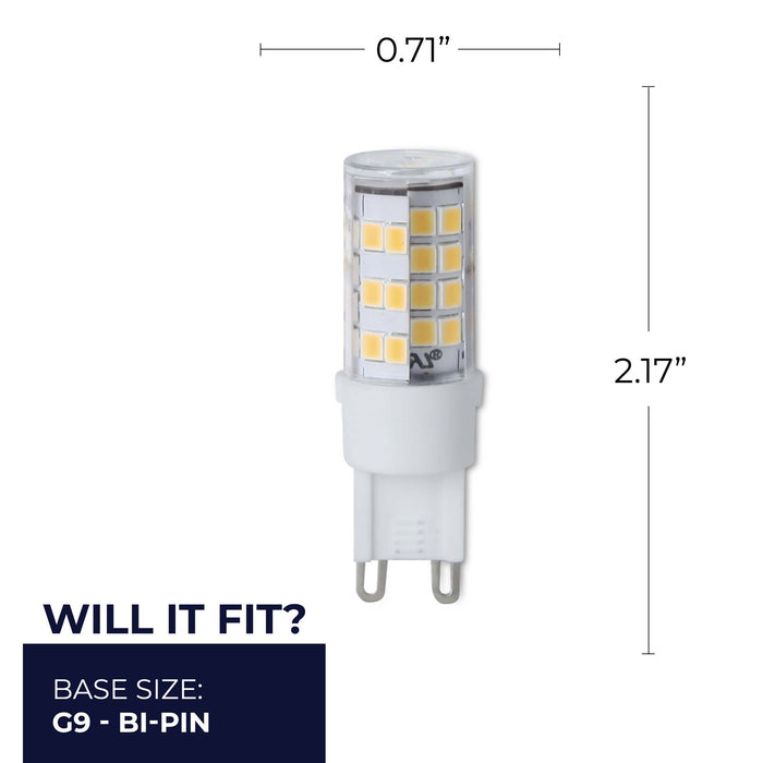 T6 4.5W Dimmable Clear LED Light Bulb with G9 Base, 2700K, 400 Lumens, 3-Pack