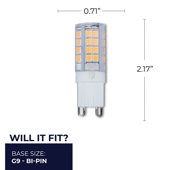 T6 4.5W Dimmable Clear LED Light Bulb with G9 Base, 3000K, 400 Lumens, 2-Pack
