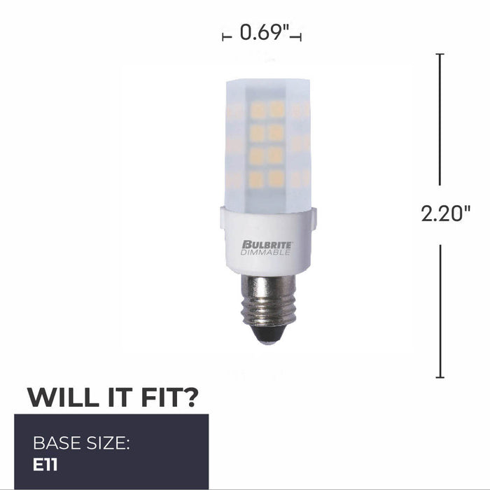 T6 4.5W Dimmable Frost LED Light Bulb with E11 Base, 2700K, 340 Lumens, 2-Pack