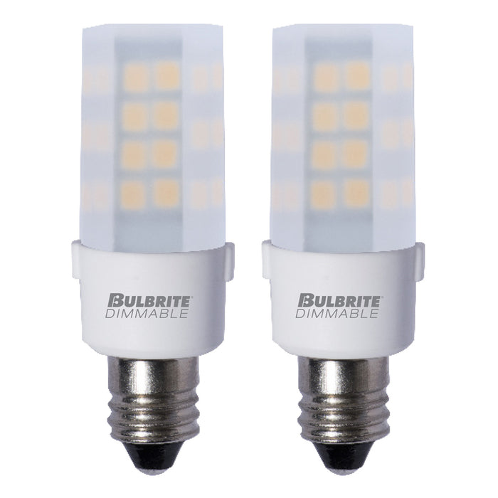 T6 4.5W Dimmable Frost LED Light Bulb with E12 Base, 3000K, 340 Lumens, 2-Pack