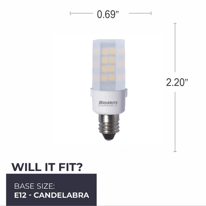 T6 4.5W Dimmable Frost LED Light Bulb with E12 Base, 3000K, 340 Lumens, 2-Pack