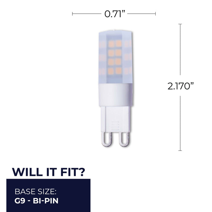 T6 4.5W Dimmable Frost LED Light Bulb with G9 Base, 3000K, 340 Lumens, 2-Pack