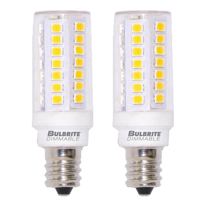 T6 5W Dimmable Clear Filament LED Light Bulb with E12 Base, 3000K, 550 Lumens, 2-Pack