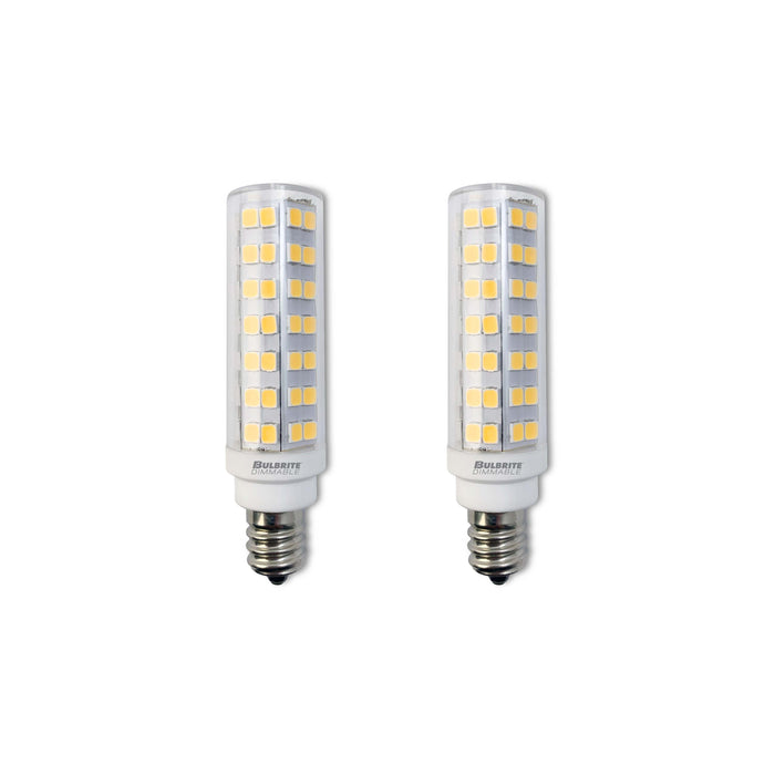 T6 6.5W Dimmable Clear LED Light Bulb with E12 Base, 3000K, 700 Lumens, 2-Pack