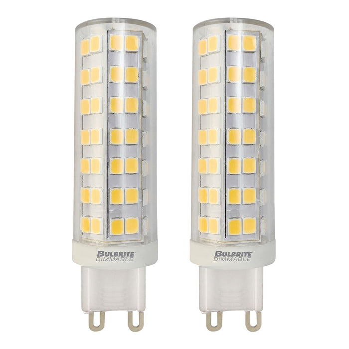 T6 6.5W Dimmable Clear LED Light Bulb with G9 Base, 3000K, 700 Lumens, 2-Pack