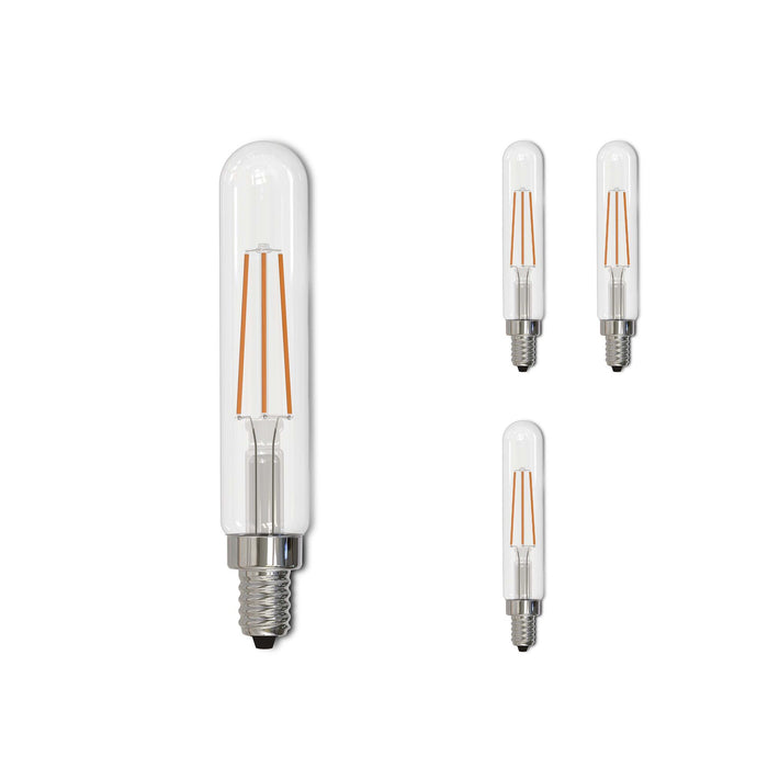 T8 4.5W Dimmable Clear Filament LED Light Bulb with E12 Base, 3000K, 450 Lumens, 4-Pack