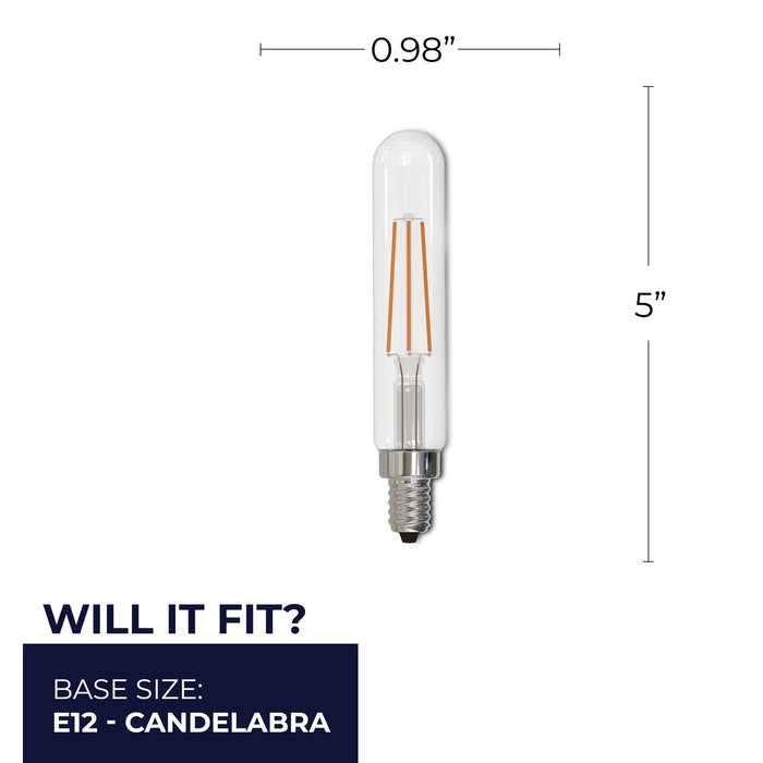 T8 4.5W Dimmable Clear Filament LED Light Bulb with E12 Base, 3000K, 450 Lumens, 4-Pack