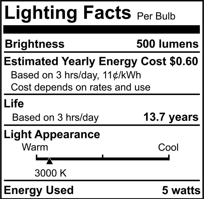T9 11‘’ 5W Dimmable Clear Filament LED Light Bulb with E26 Base, 3000K, 500 Lumens, 3-Pack