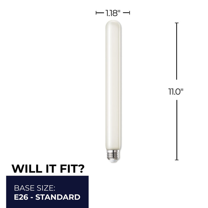 T9 11'' 5W Dimmable Frost Filament LED Light Bulb with E26 Base, 3000K, 350 Lumens, 4-Pack
