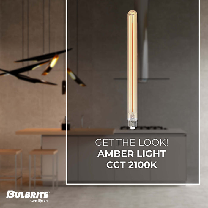 T9 15-inch 5W Dimmable Antique LED Light Bulb with E26 Base, 2100K, 400 Lumens, 3-Pack
