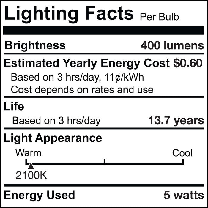 T9 15-inch 5W Dimmable Antique LED Light Bulb with E26 Base, 2100K, 400 Lumens, 3-Pack