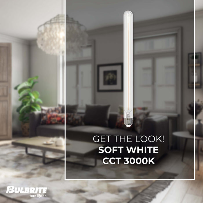 T9 15-inch 5W Dimmable Clear LED Light Bulb with E26 Base, 3000K, 400 Lumens, 3-Pack