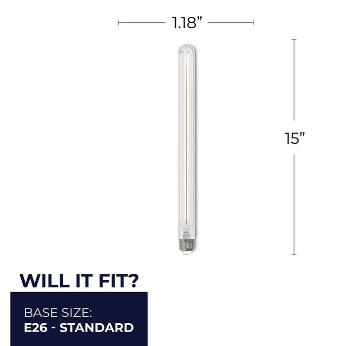 T9 15-inch 5W Dimmable Clear LED Light Bulb with E26 Base, 3000K, 400 Lumens, 3-Pack