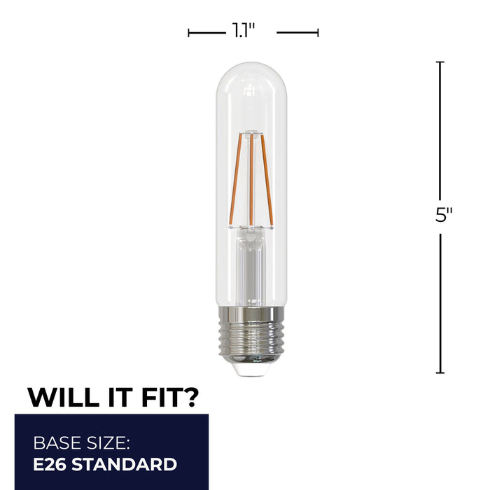 T9 3W Dimmable Clear Filament LED Light Bulb with E26 Base, 3000K, 250 Lumens, 2-Pack