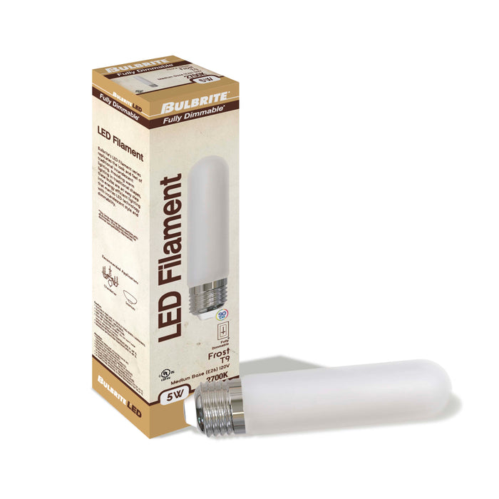 T9 5'' 5W Dimmable Frost Filament LED Light Bulb with E26 Base, 2700K, 450 Lumens, 4-Pack