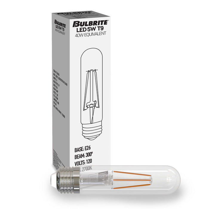 T9 5.1W Dimmable Clear Filament LED Light Bulb with E26 Base, 2700K, 500 Lumens, 8-Pack