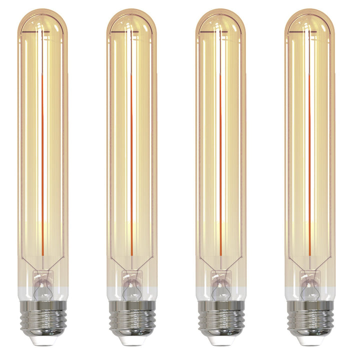 T9 5W Dimmable Amber Filament LED Light Bulb with E26 Base, 2100K, 250 Lumens, 4-Pack