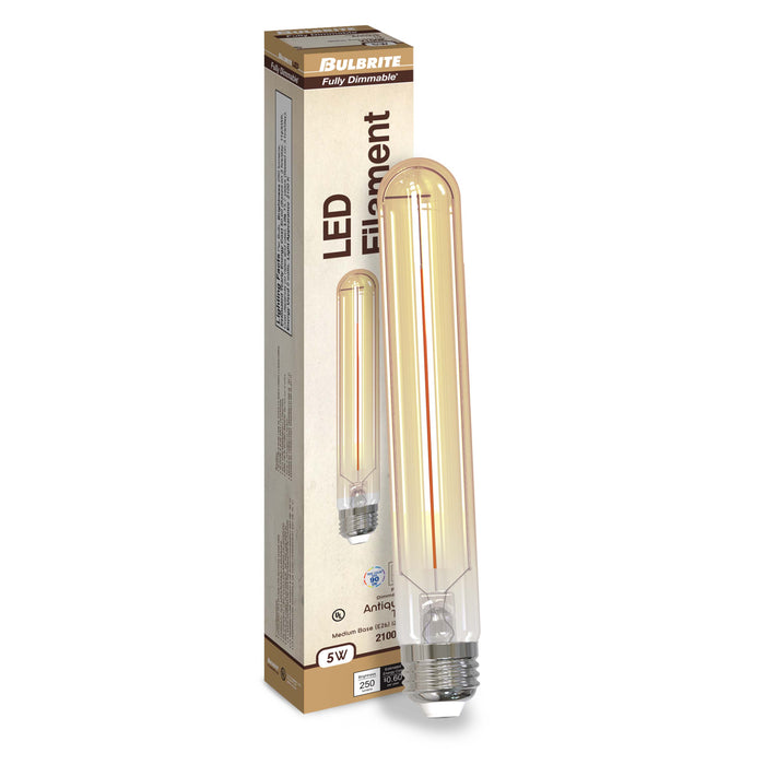 T9 5W Dimmable Amber Filament LED Light Bulb with E26 Base, 2100K, 250 Lumens, 4-Pack