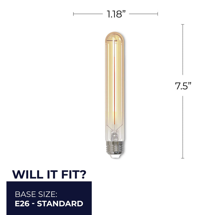 T9 5W Dimmable Amber Filament LED Light Bulb with E26 Base, 2100K, 250 Lumens, 4-Pack
