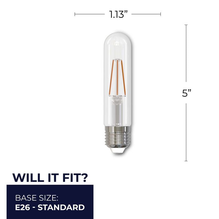T9 5W Dimmable Clear Filament LED Light Bulb with E26 Base, 2700K, 400 Lumens, 2-Pack